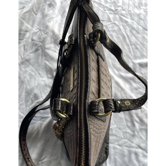 Brahmin Mercury Crescent Textured Leather Medium Asher Satchel Bag Purse - Picture 9 of 16